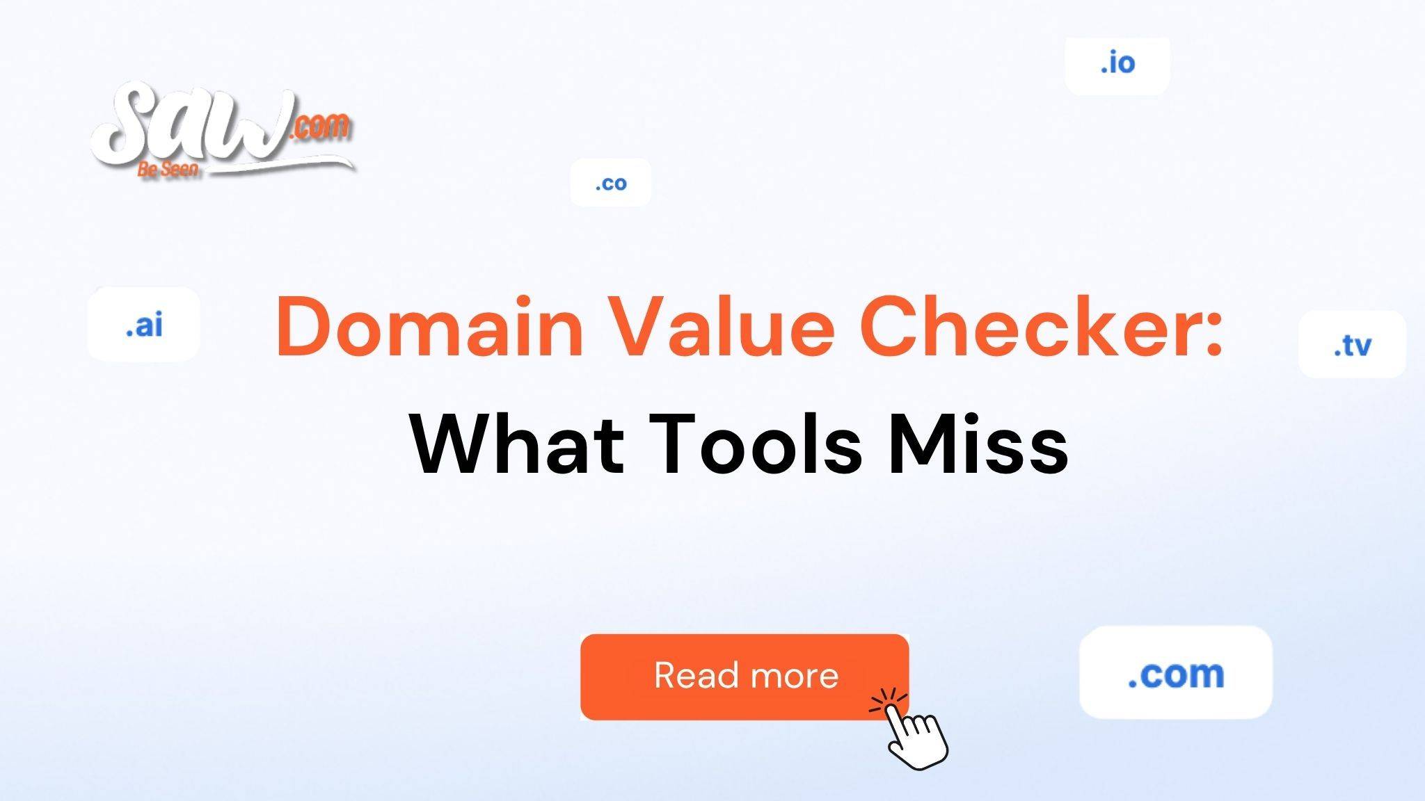 Domain value checker showing why domain appraisal tools miss real market value across .com, .ai, and other TLDs