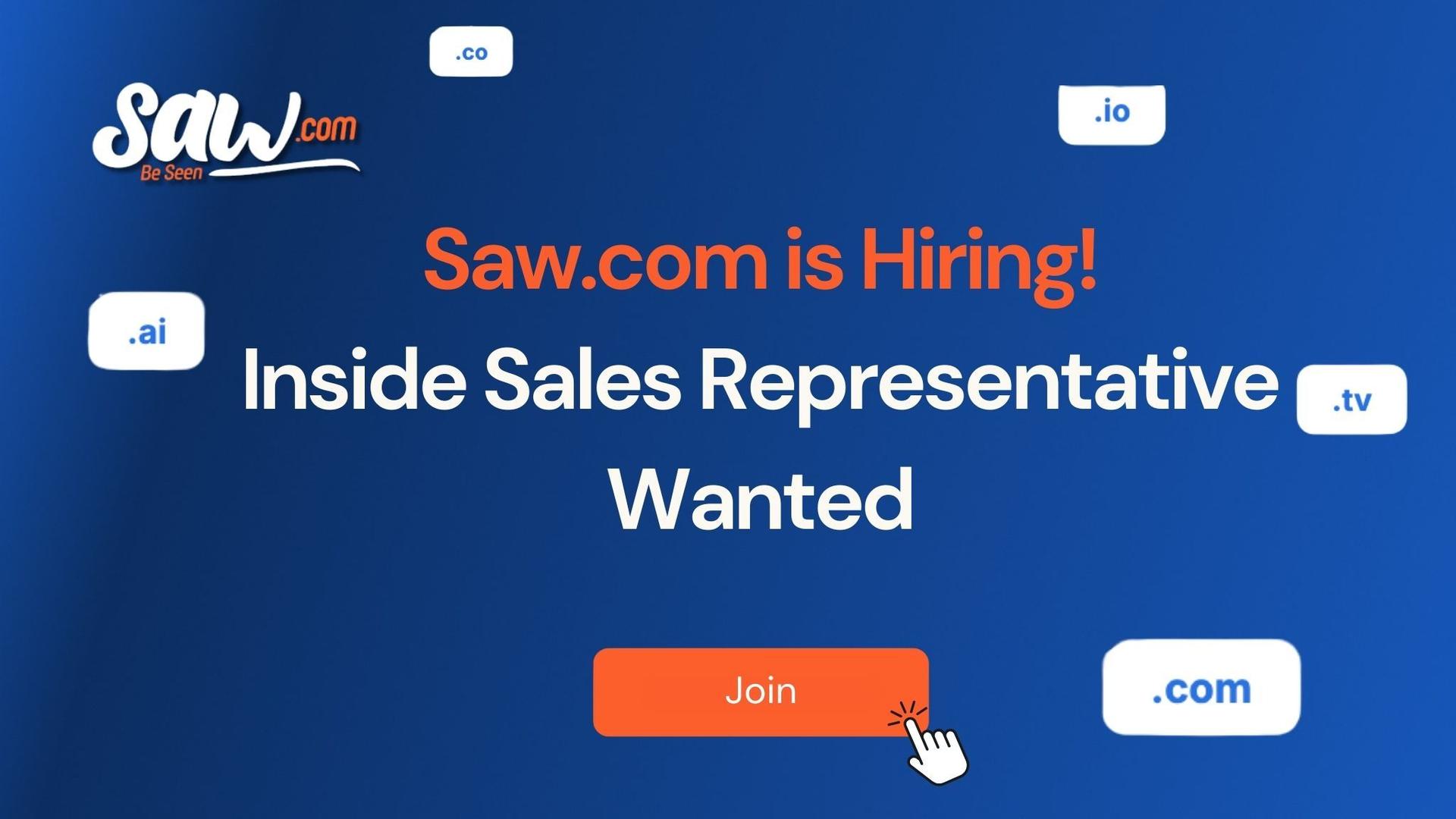 Saw.com is hiring an Inside Sales Representative to drive high-value conversations and help startups build stronger brands.